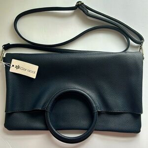 NWT Caracol Tote Bag in Navy Faux Pebbled Leather